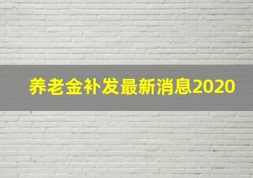 养老金补发最新消息2020