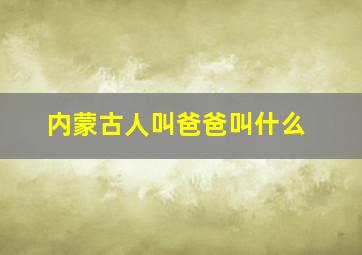 内蒙古人叫爸爸叫什么