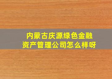 内蒙古庆源绿色金融资产管理公司怎么样呀