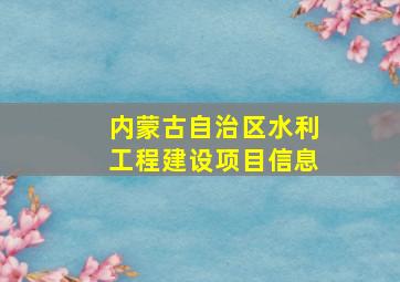 内蒙古自治区水利工程建设项目信息