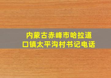 内蒙古赤峰市哈拉道口镇太平沟村书记电话