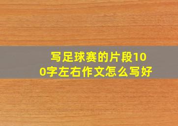 写足球赛的片段100字左右作文怎么写好