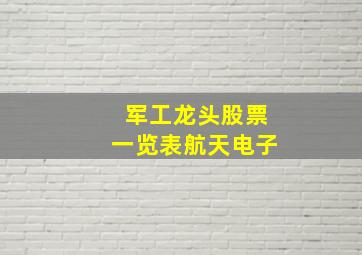 军工龙头股票一览表航天电子