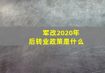 军改2020年后转业政策是什么