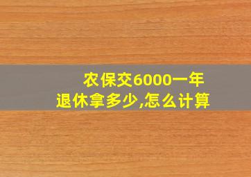 农保交6000一年退休拿多少,怎么计算