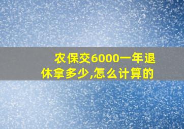 农保交6000一年退休拿多少,怎么计算的