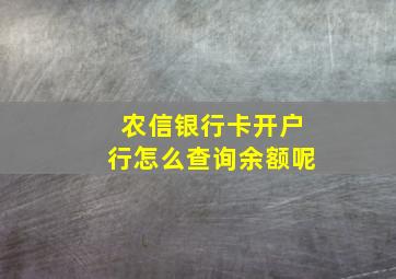 农信银行卡开户行怎么查询余额呢