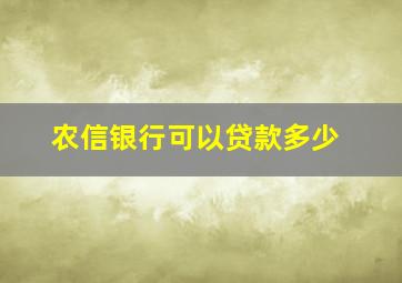 农信银行可以贷款多少