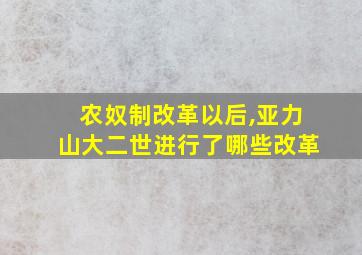 农奴制改革以后,亚力山大二世进行了哪些改革