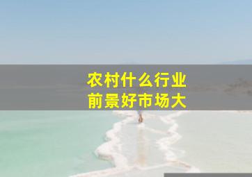 农村什么行业前景好市场大