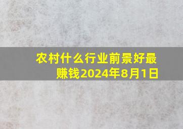 农村什么行业前景好最赚钱2024年8月1日