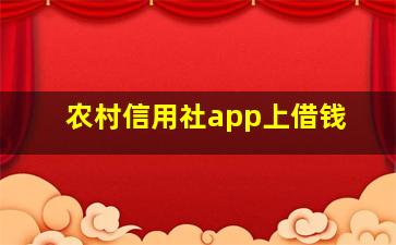 农村信用社app上借钱