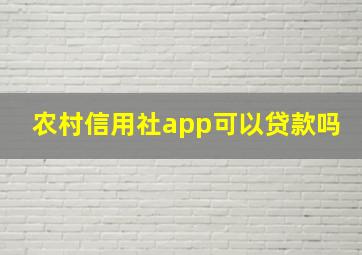 农村信用社app可以贷款吗