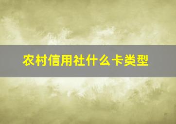 农村信用社什么卡类型