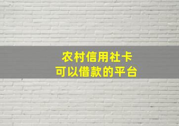 农村信用社卡可以借款的平台