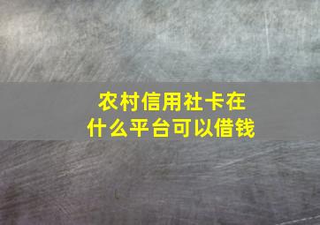 农村信用社卡在什么平台可以借钱