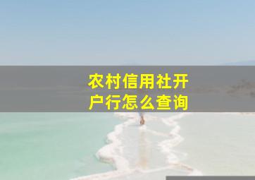 农村信用社开户行怎么查询