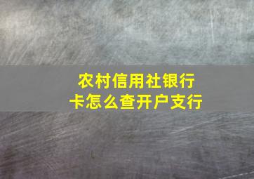 农村信用社银行卡怎么查开户支行