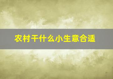 农村干什么小生意合适