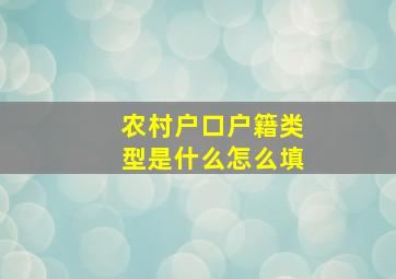 农村户口户籍类型是什么怎么填