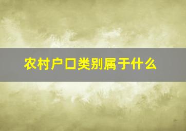 农村户口类别属于什么