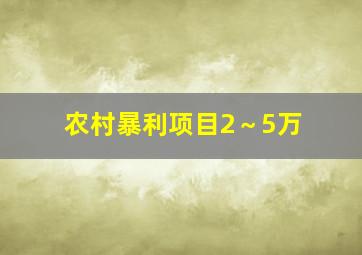 农村暴利项目2～5万