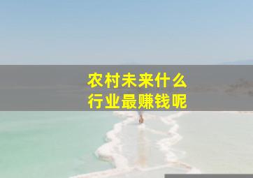 农村未来什么行业最赚钱呢