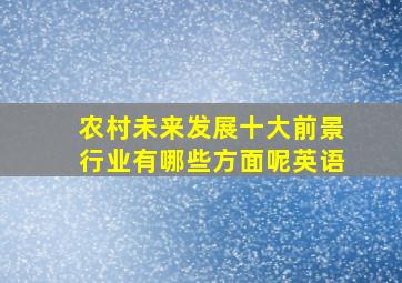 农村未来发展十大前景行业有哪些方面呢英语