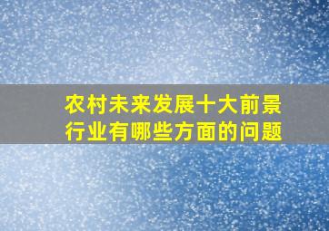 农村未来发展十大前景行业有哪些方面的问题