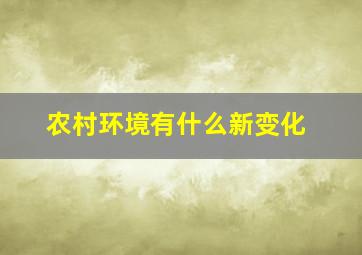 农村环境有什么新变化