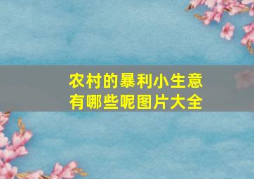 农村的暴利小生意有哪些呢图片大全