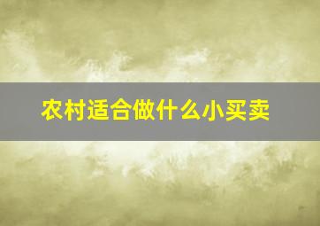 农村适合做什么小买卖