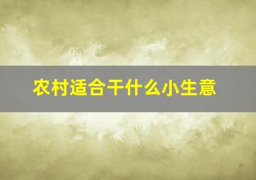 农村适合干什么小生意