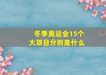 冬季奥运会15个大项目分别是什么