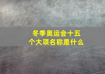 冬季奥运会十五个大项名称是什么