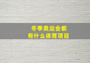 冬季奥运会都有什么体育项目