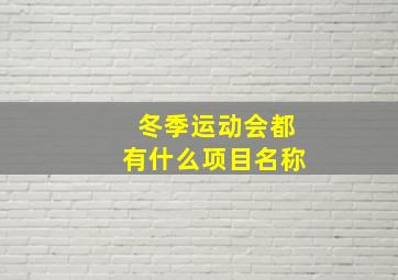 冬季运动会都有什么项目名称