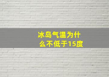 冰岛气温为什么不低于15度