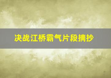 决战江桥霸气片段摘抄