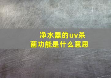 净水器的uv杀菌功能是什么意思