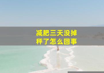 减肥三天没掉秤了怎么回事