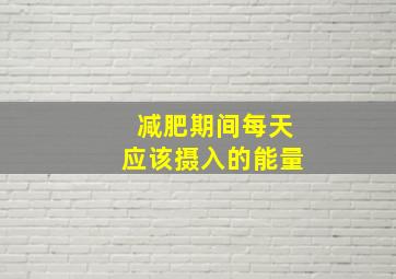 减肥期间每天应该摄入的能量