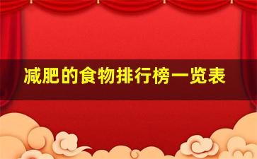 减肥的食物排行榜一览表