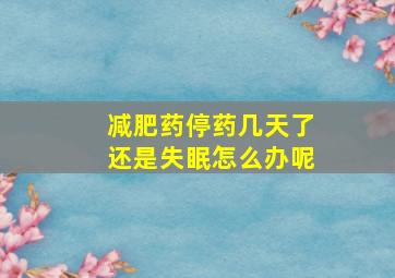 减肥药停药几天了还是失眠怎么办呢