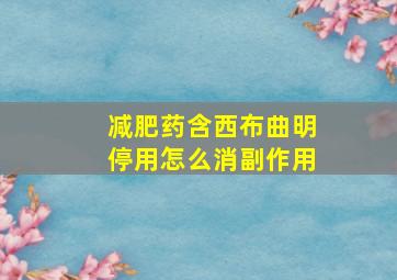 减肥药含西布曲明停用怎么消副作用