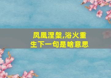 凤凰涅槃,浴火重生下一句是啥意思