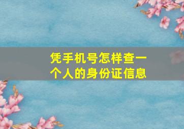 凭手机号怎样查一个人的身份证信息