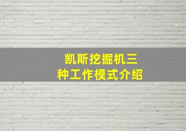 凯斯挖掘机三种工作模式介绍