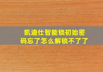 凯迪仕智能锁初始密码忘了怎么解锁不了了