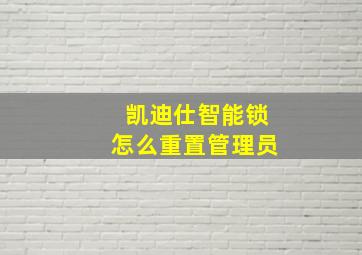 凯迪仕智能锁怎么重置管理员